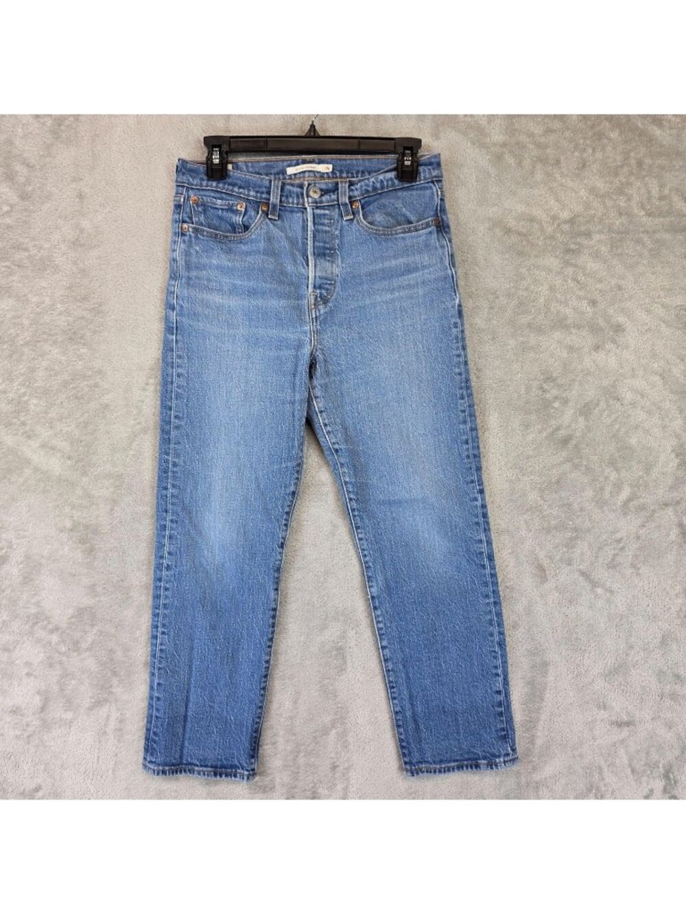 Levis Premium Wedgie Straight Jeans Womens 28 Blue Med Wash High Rise Stretch